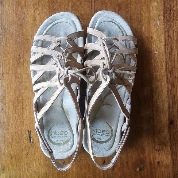 Abeo Bio System Brigita Tan Leather Strappy Gladiator Sandals Sz 9.5 N Narrow - Picture 6 of 6